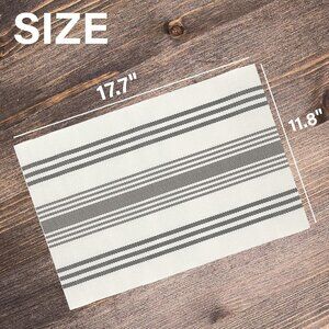 NEW Stripe Wipeable Placemats Grey White Strip PVC Casual Everyday